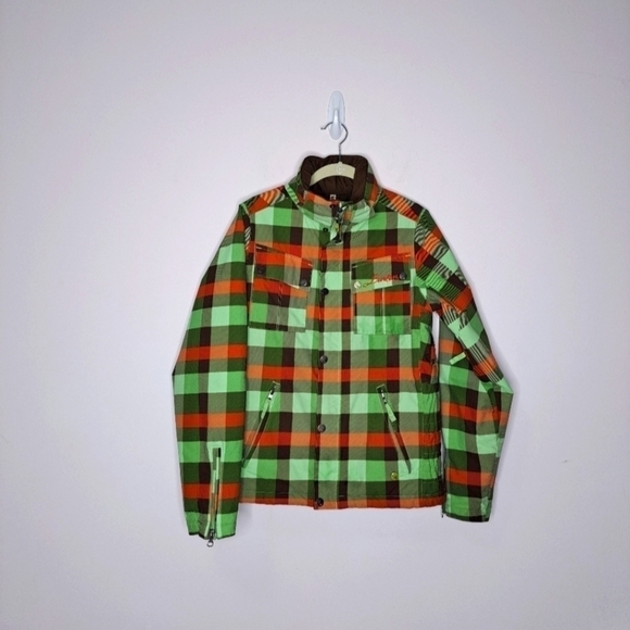 Burton 3/2 Geo snowboard coat gren plaid small - Picture 1 of 7